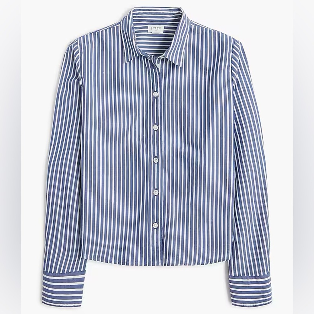 J. Crew Factory Blue and White Striped Button Down Shirt